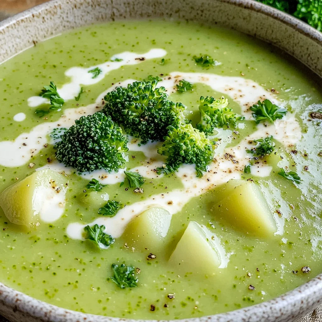 Brokkoli-Suppe mit Kartoffeln und Sahne