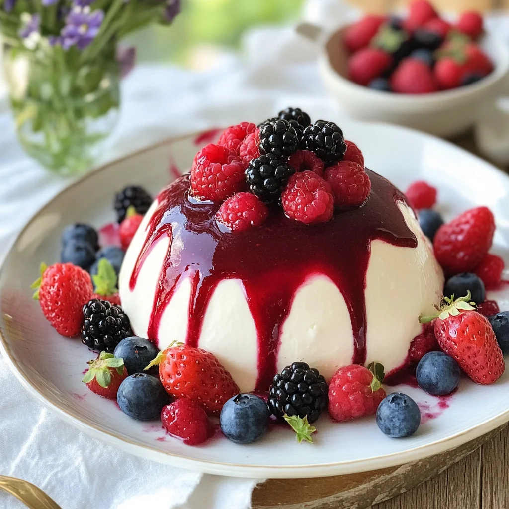 Joghurtbombe mit Beerensauce: Einfaches, erfrischendes Sommerdessert