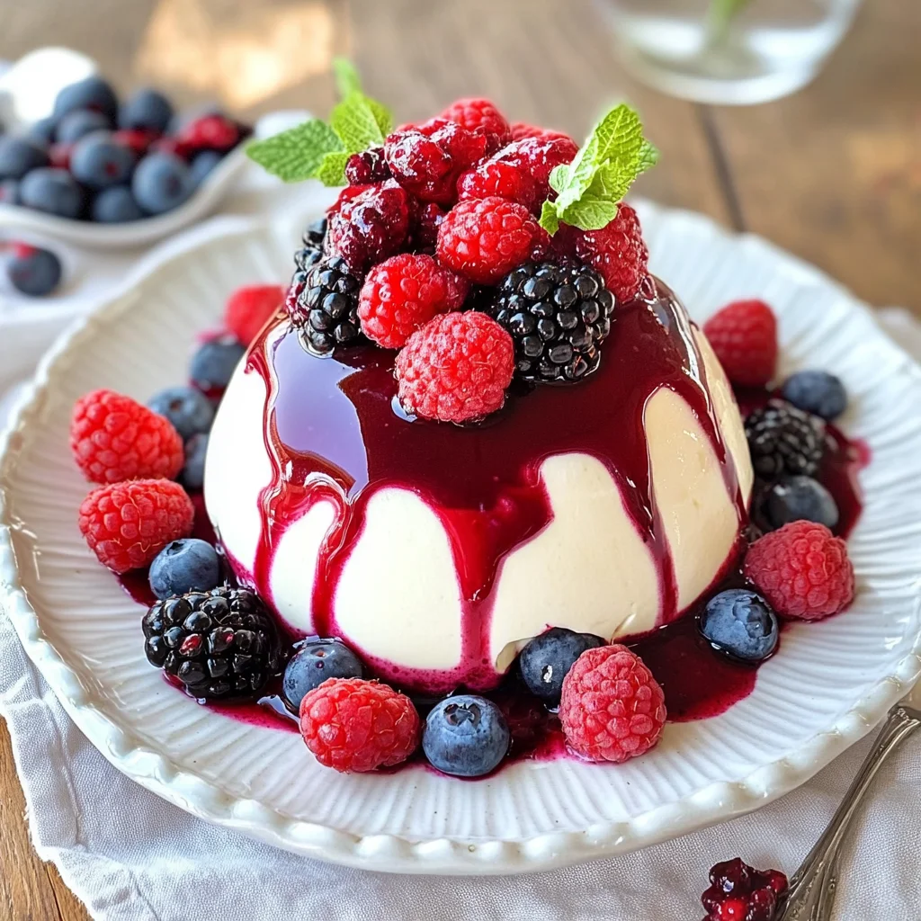 Joghurtbombe mit Beerensauce: Einfaches, erfrischendes Sommerdessert