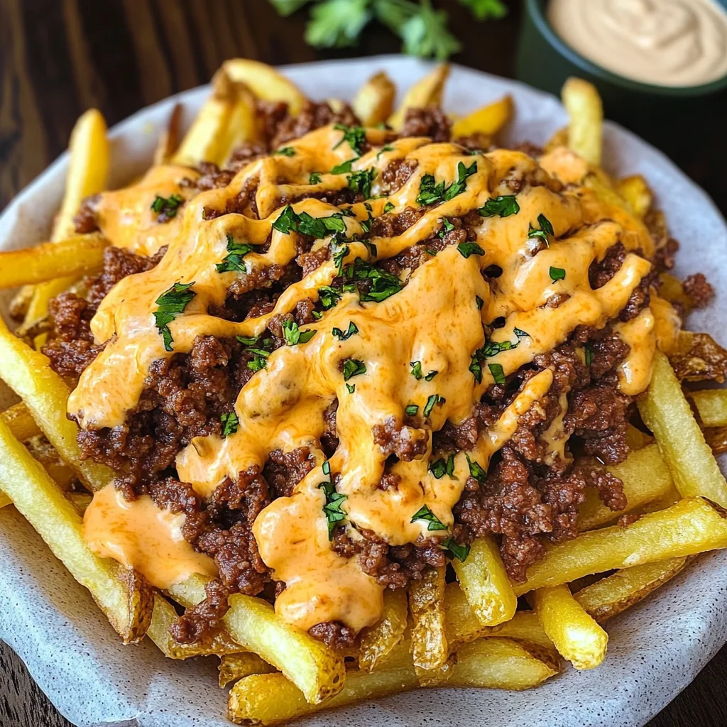 Loaded Fries mit Hackfleisch und Cheddar