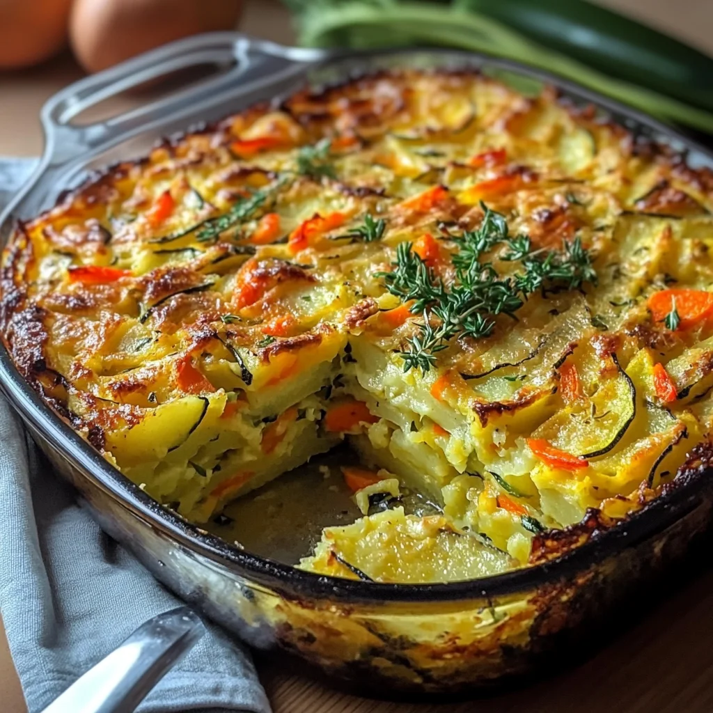 Vegetarischer Kartoffelauflauf mit Zucchini