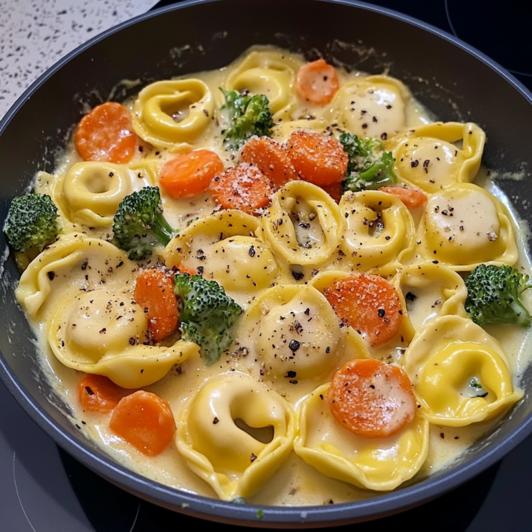 Köstliche Cremige Gemüse-Tortellini Pfanne in 20 Minuten!