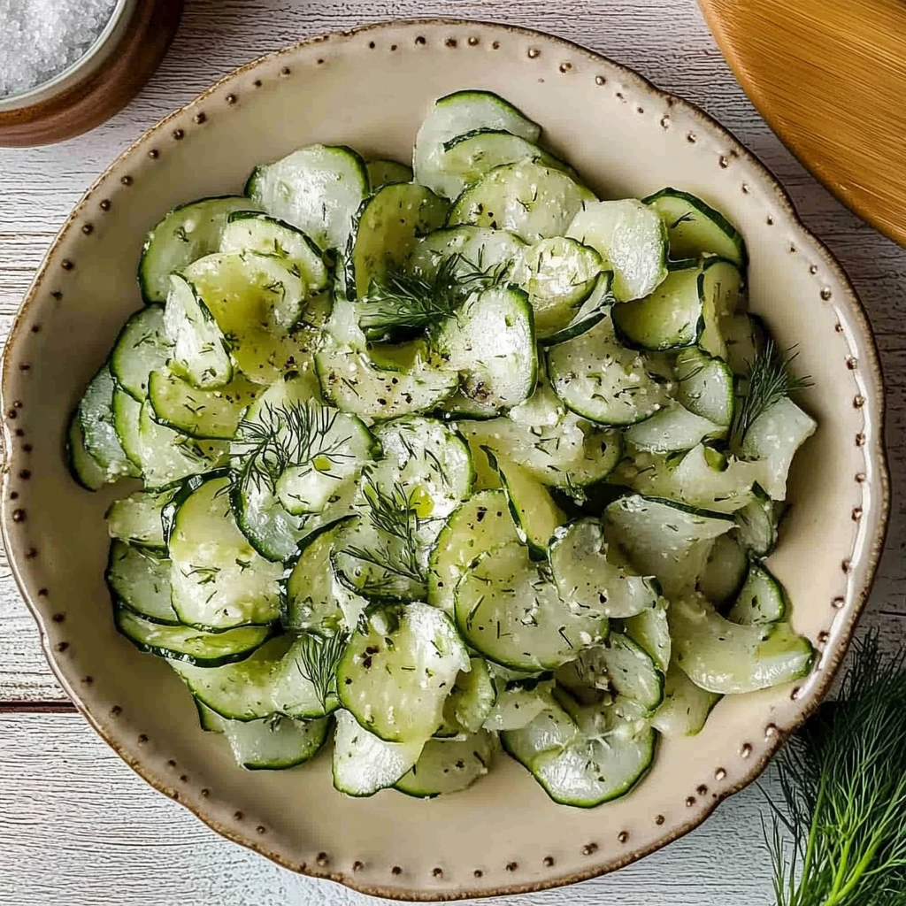 Erfrischender Einfacher Gurkensalat mit Schmand & Dill
