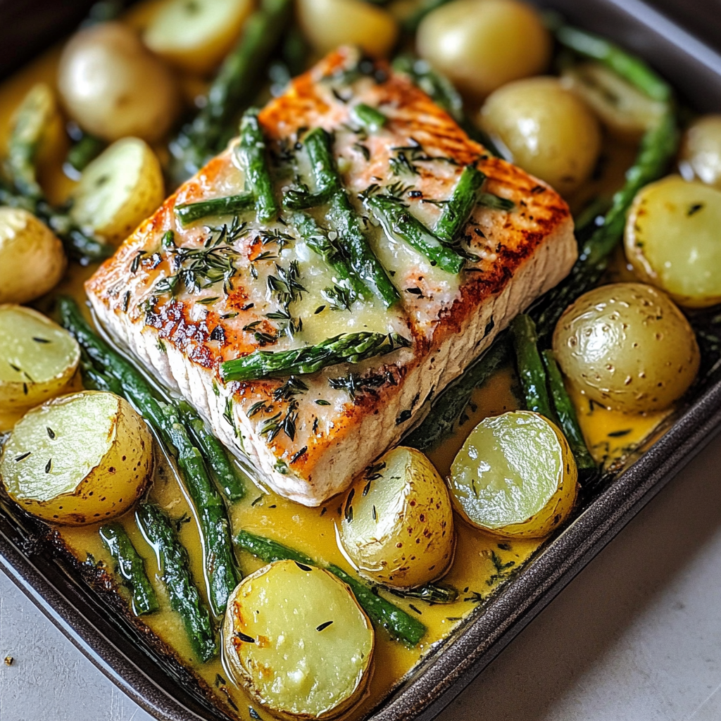 Einfaches Blechlachs Rezept mit Bohnen & Kartoffeln: Schn…