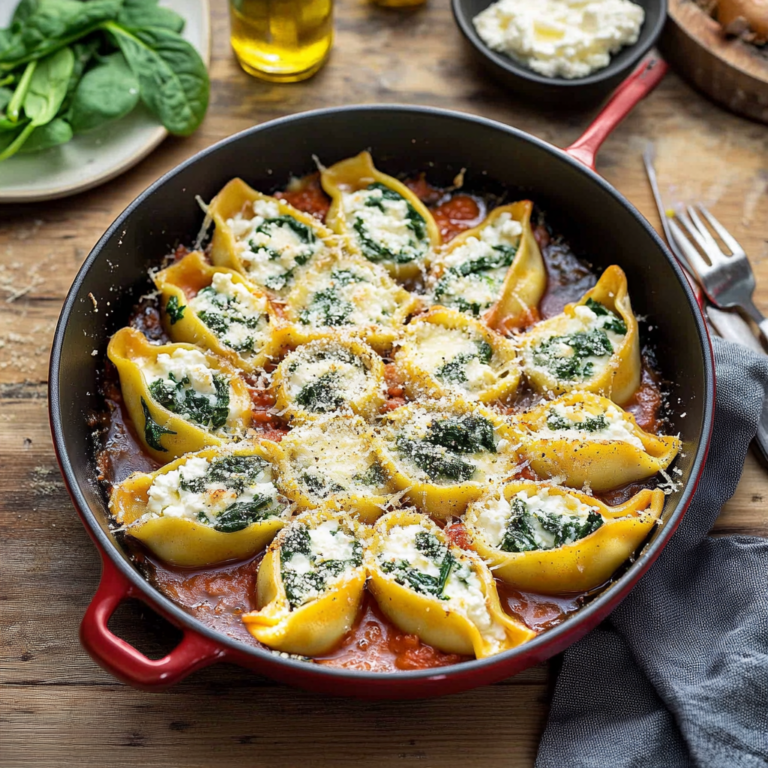 Verführerische gefüllte Muschelnudeln mit Ricotta & Spinat