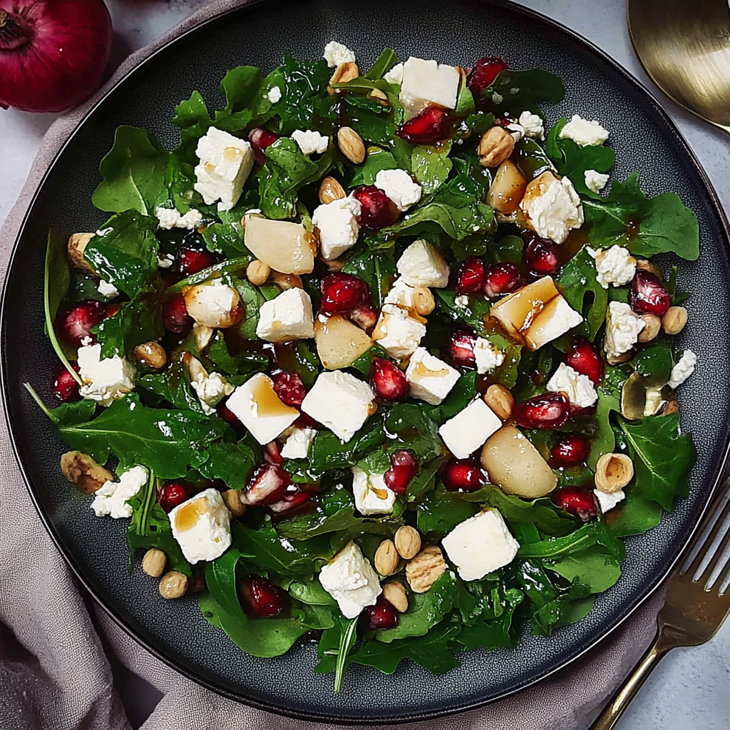 Verführerischer Granatapfel-Salat mit Feta & Honig-Dressing