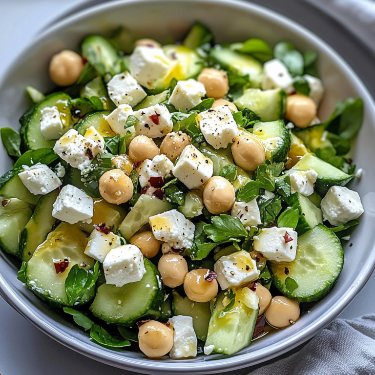 Erfrischender Gurkensalat mit Feta und Kichererbsen Rezept