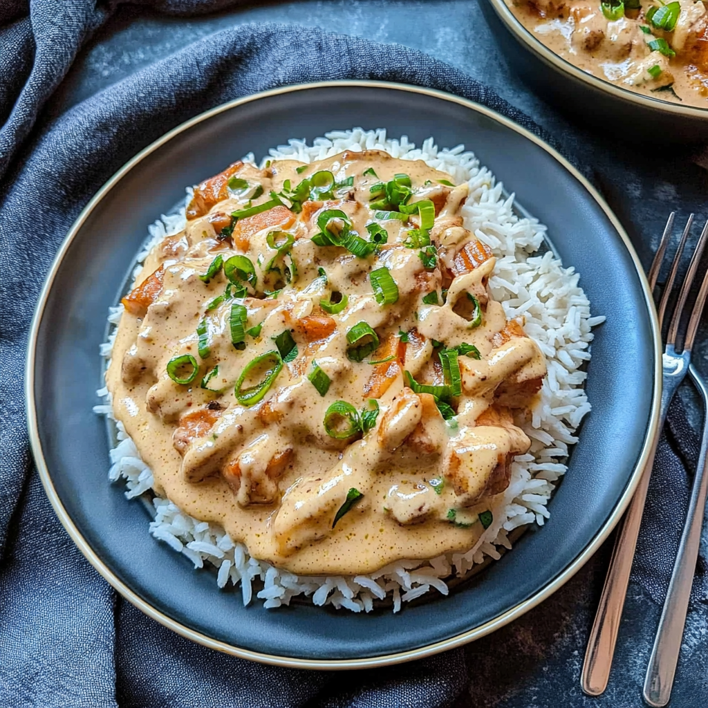 Verführerisches Gyrosgeschnetzeltes in Schmandsoße mit Reis