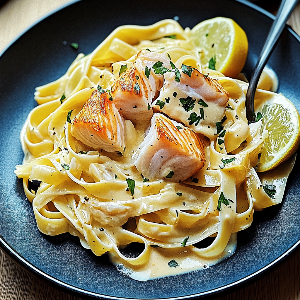 Verführerische Lachs-Tagliatelle mit cremiger Zitronensoße