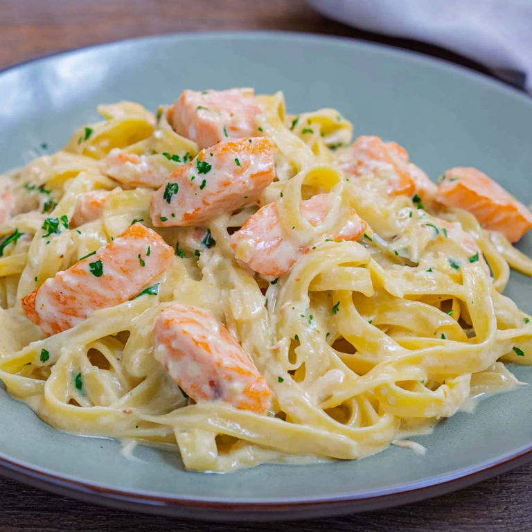 Verführerische Pasta mit Lachs und Sahnesoße in 15 Min