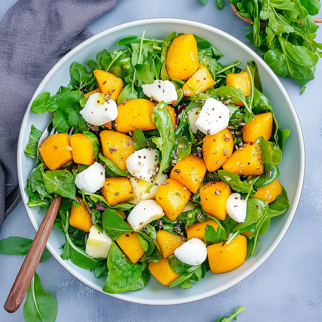Verführerischer Rucola-Mango-Salat mit Pinienkernen