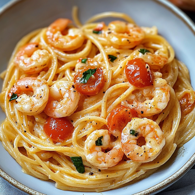 Verführerische Spaghetti mit Garnelen in Frischkäsesauce