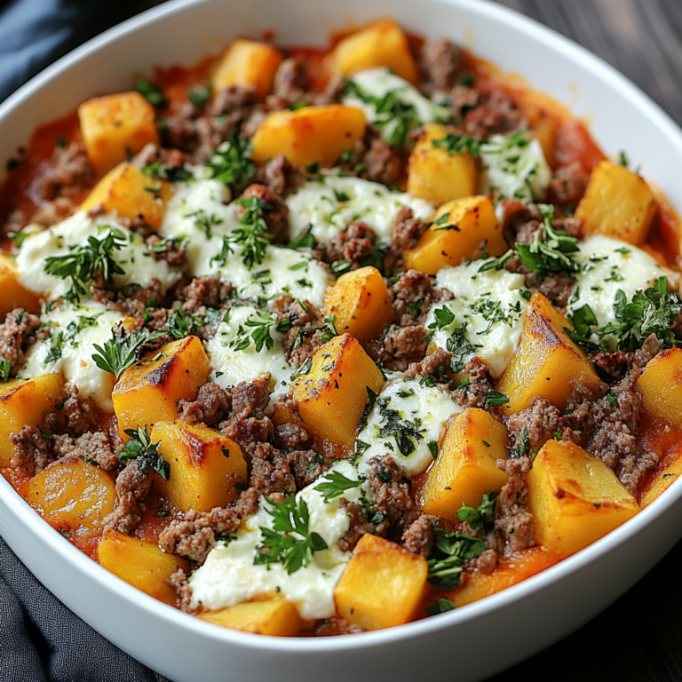 Verführerischer Süßkartoffel-Hackfleisch-Auflauf mit Feta