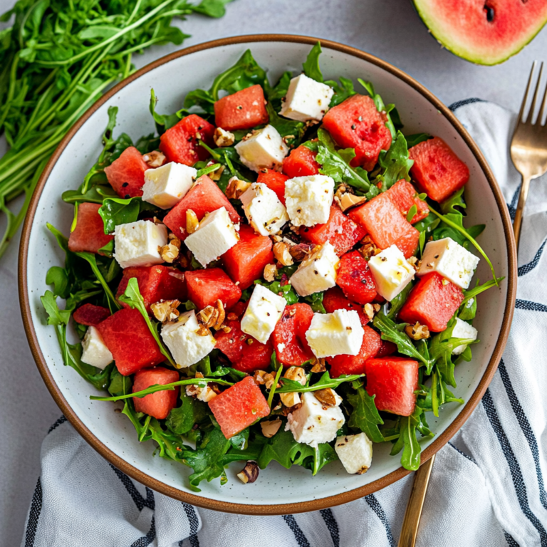 Erfrischender Wassermelonen-Feta-Salat mit Rucola genießen