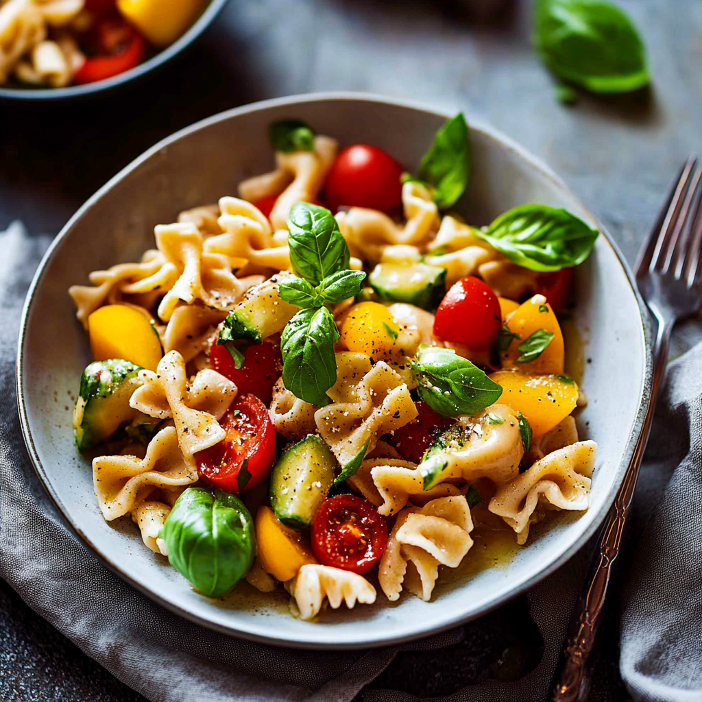 Weltbester bunter Nudelsalat mit Balsamico-Dressing Rezept