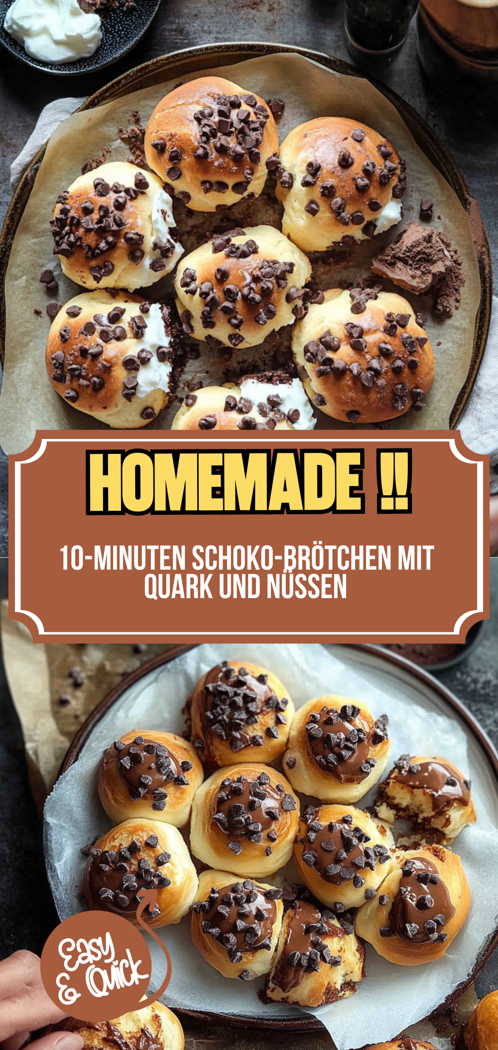10-Minuten Schoko-Brötchen mit Quark