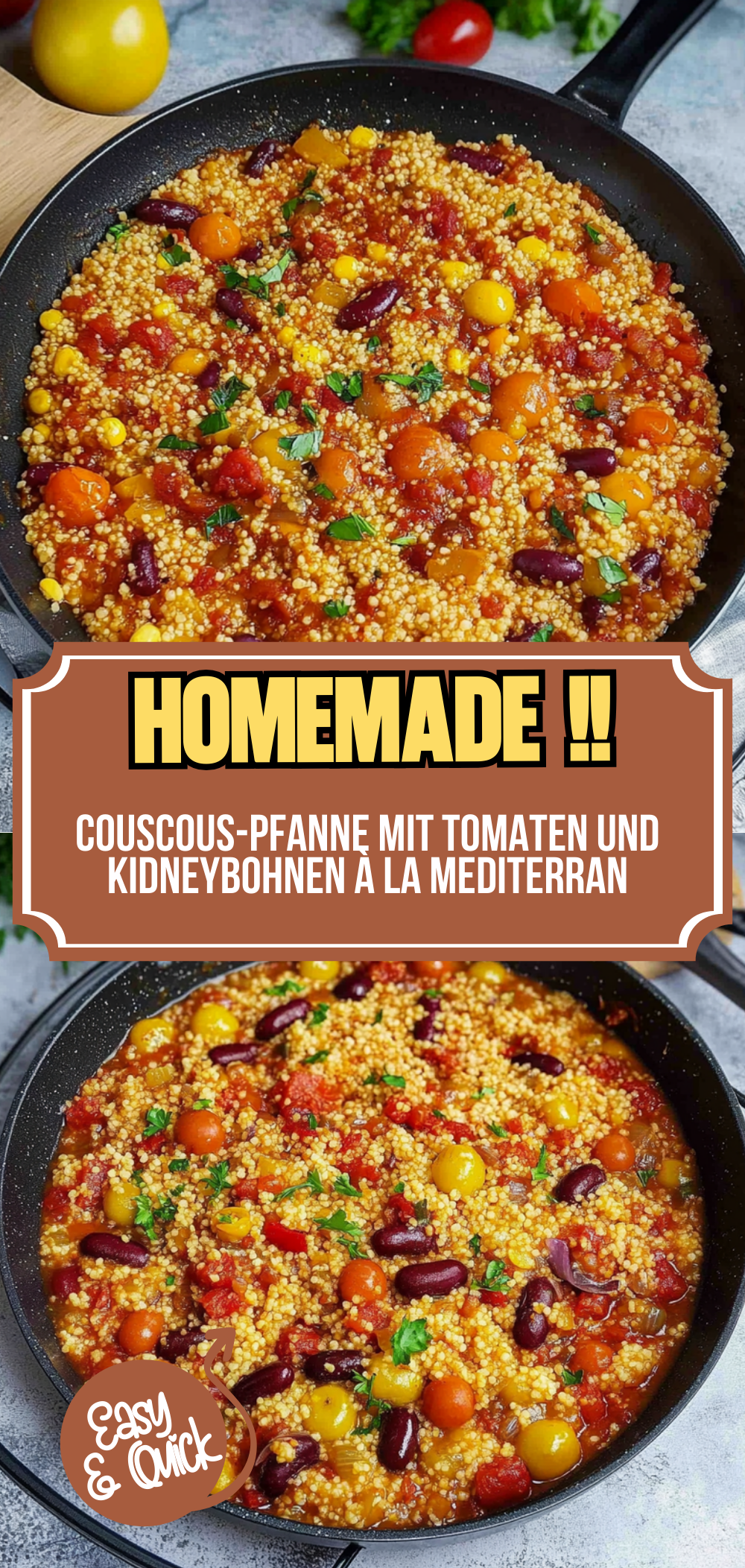Couscous-Pfanne mit Tomaten und Kidneybohnen