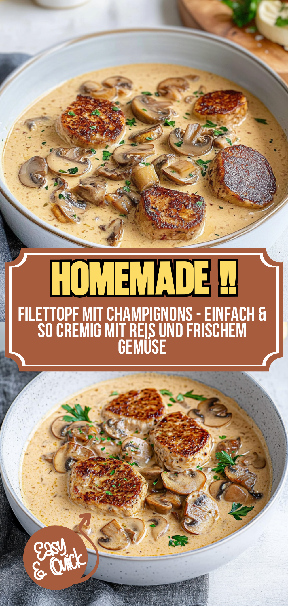 Filettopf mit Champignons - einfach & so cremig