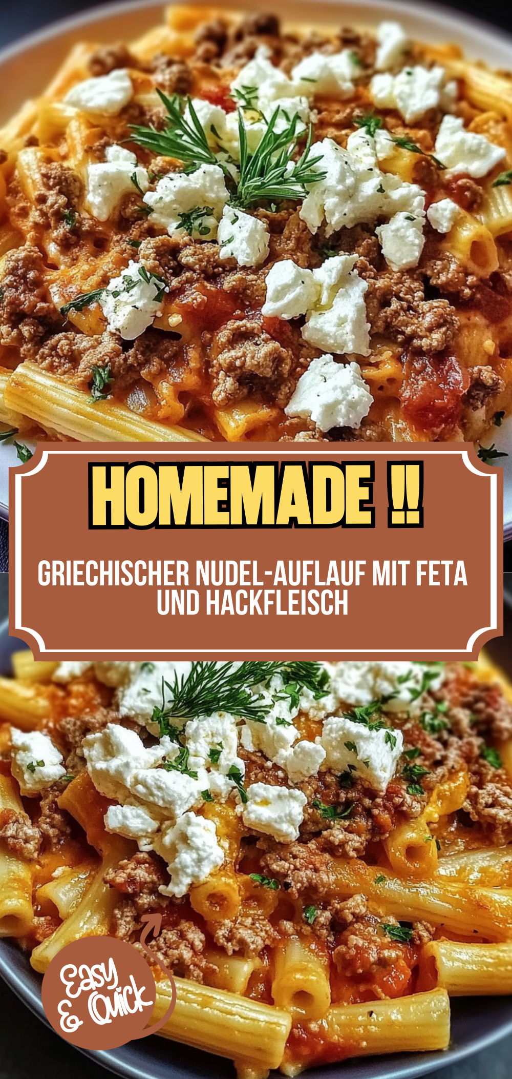 Griechischer Nudel-Auflauf mit Feta und Hackfleisch