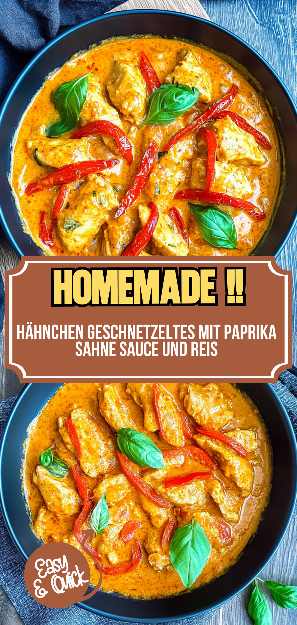 Hähnchen Geschnetzeltes mit Paprika Sahne Sauce
