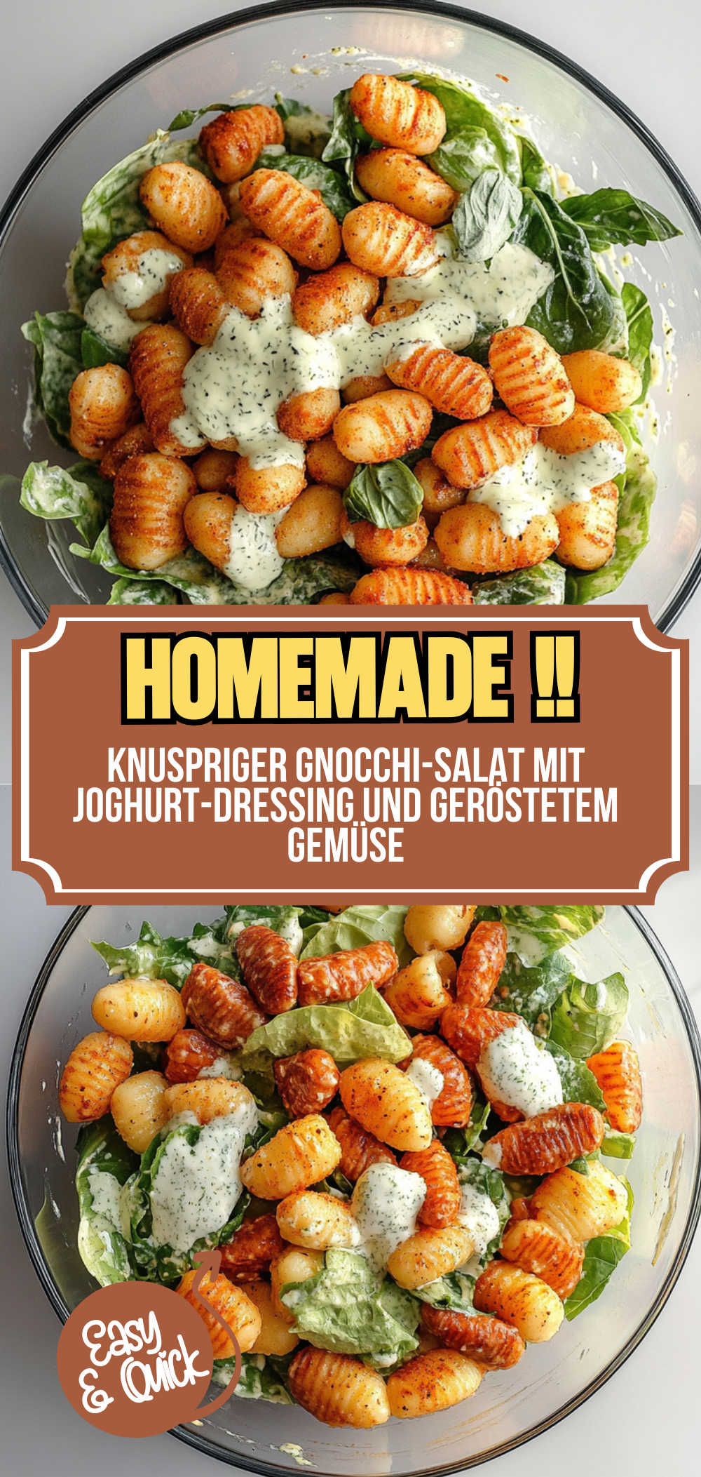 Knuspriger Gnocchi-Salat mit Joghurt-Dressing