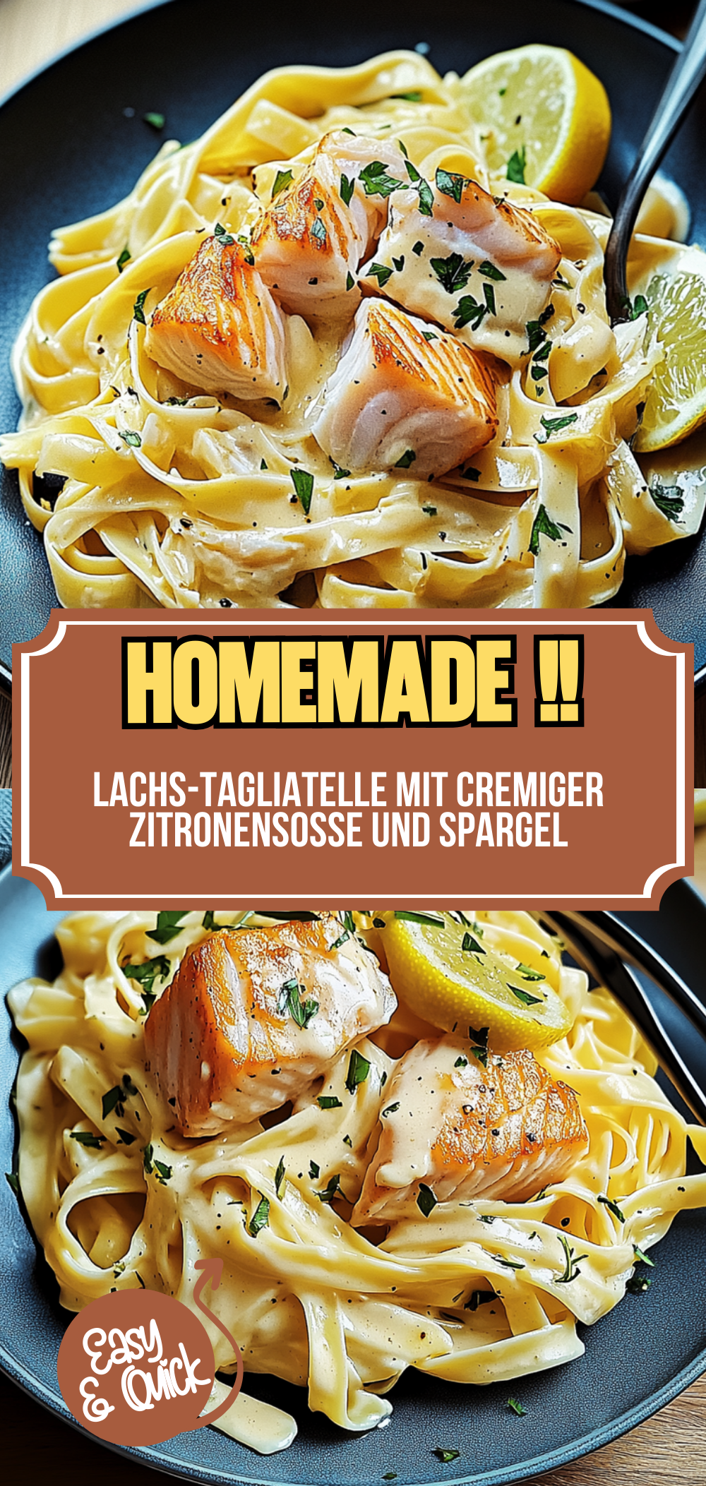 Lachs-Tagliatelle mit cremiger Zitronensoße