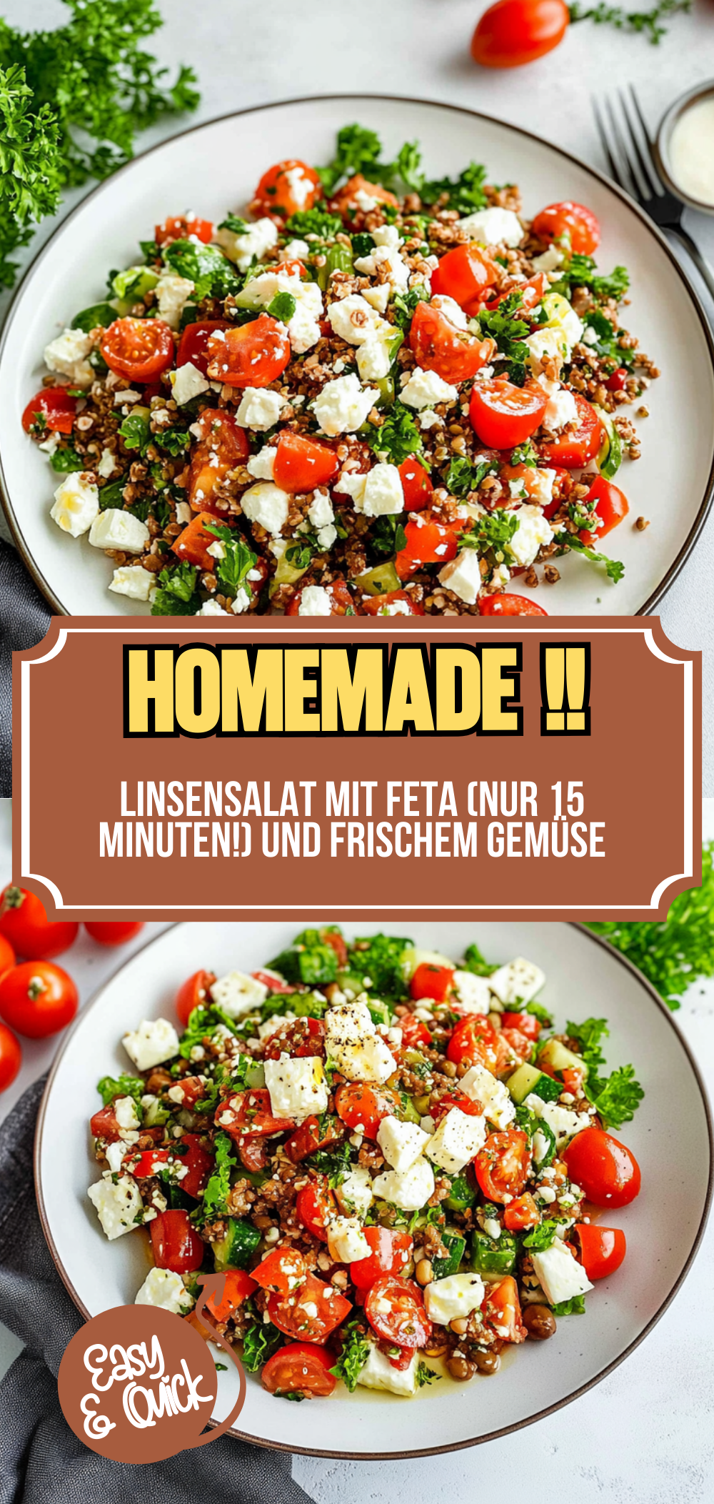 Linsensalat mit Feta (nur 15 Minuten!)