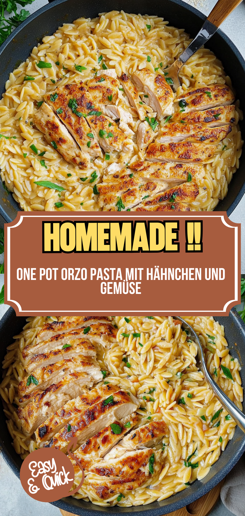 One Pot Orzo Pasta mit Hähnchen