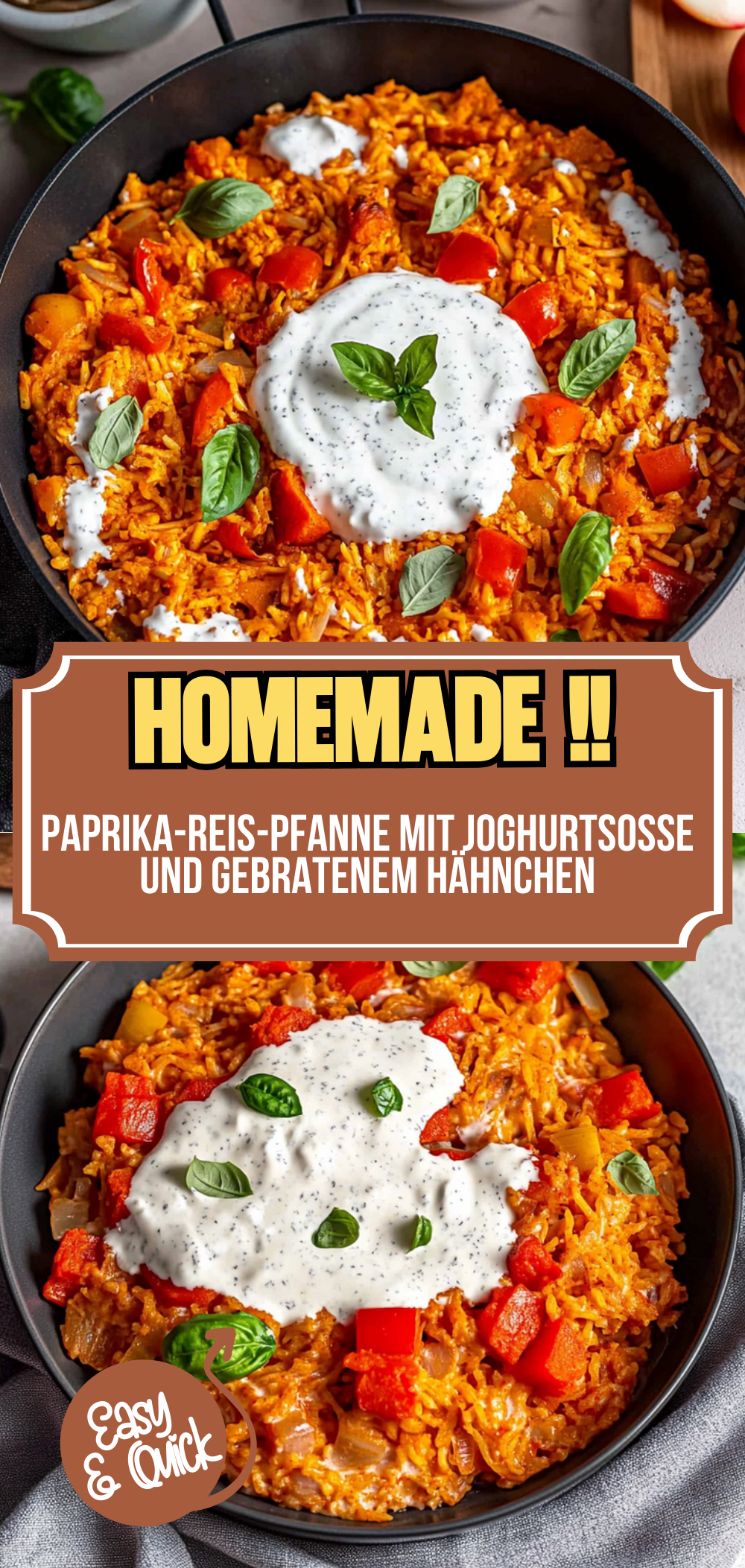 Paprika-Reis-Pfanne mit Joghurtsoße