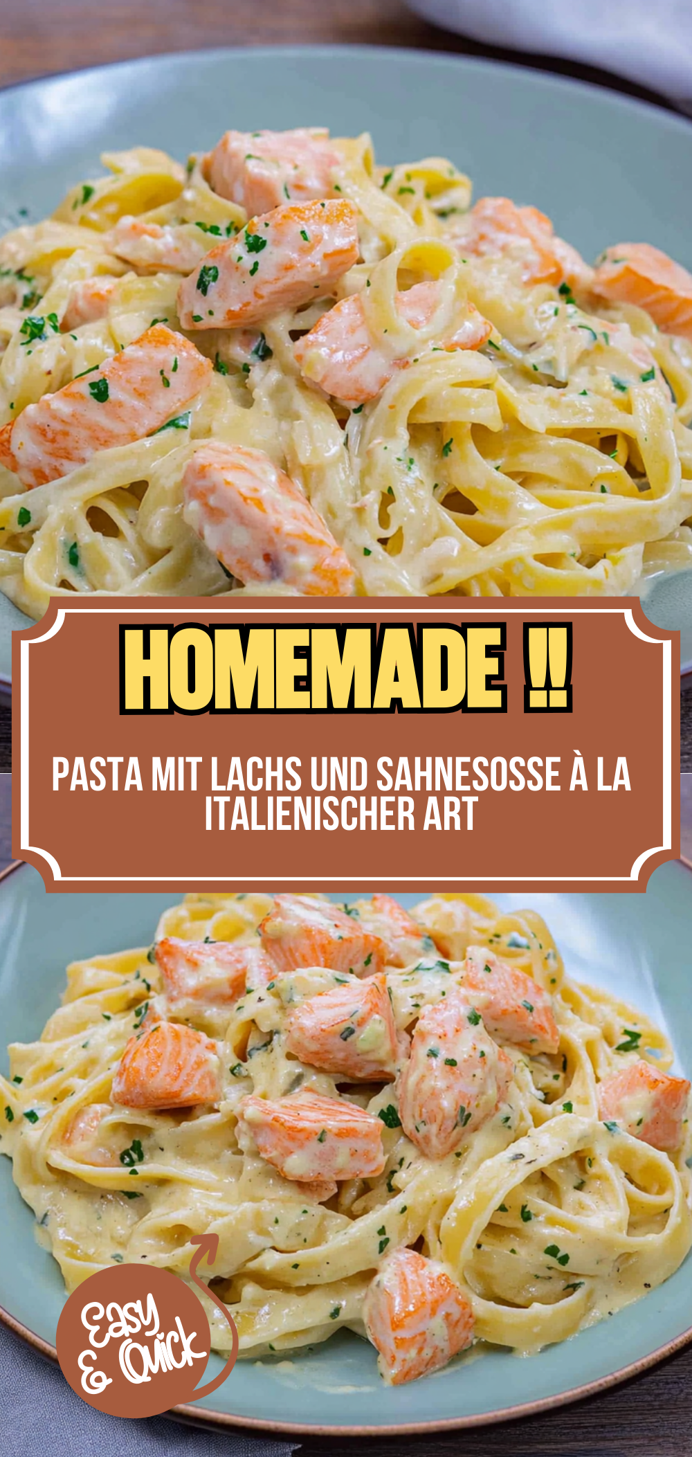 Pasta mit Lachs und Sahnesoße