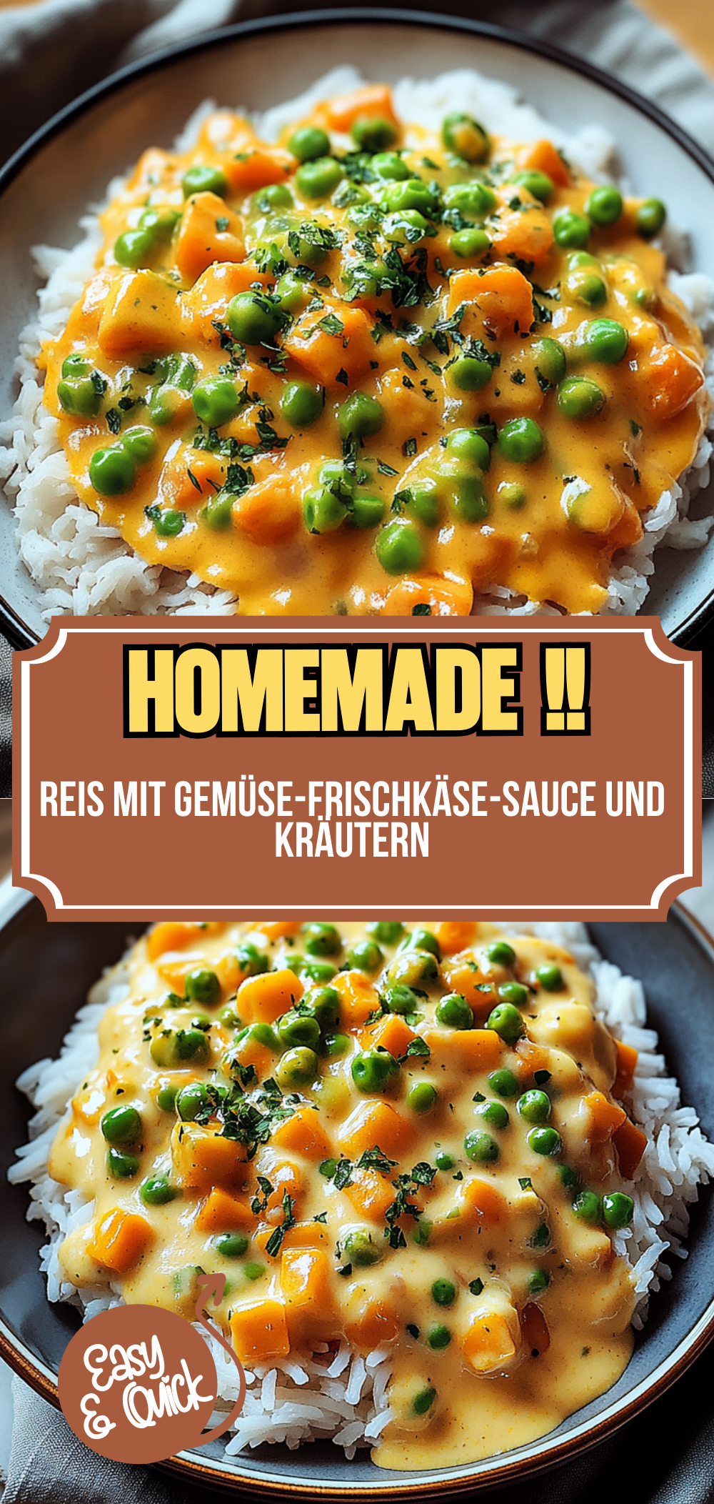 Reis mit Gemüse-Frischkäse-Sauce