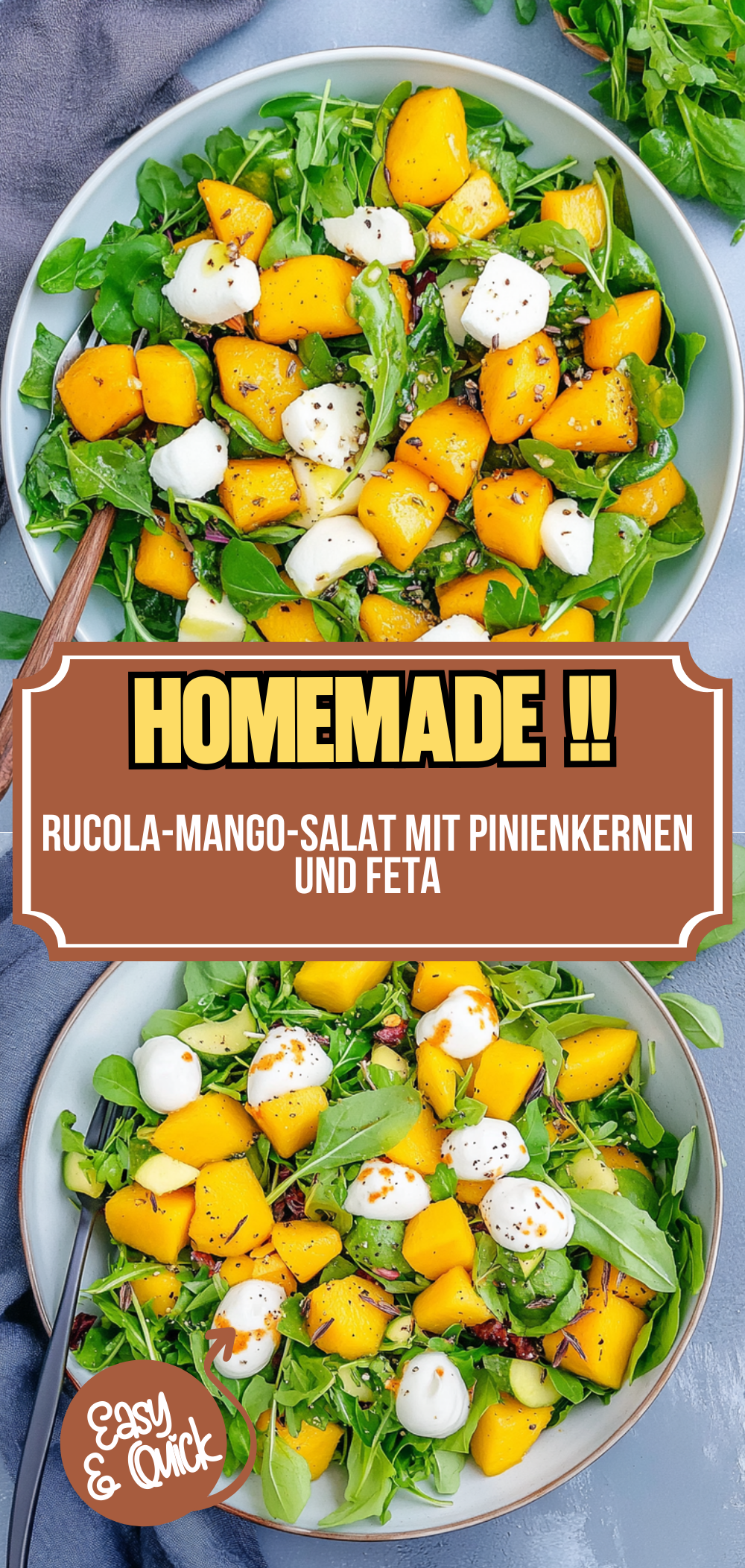 Rucola-Mango-Salat mit Pinienkernen