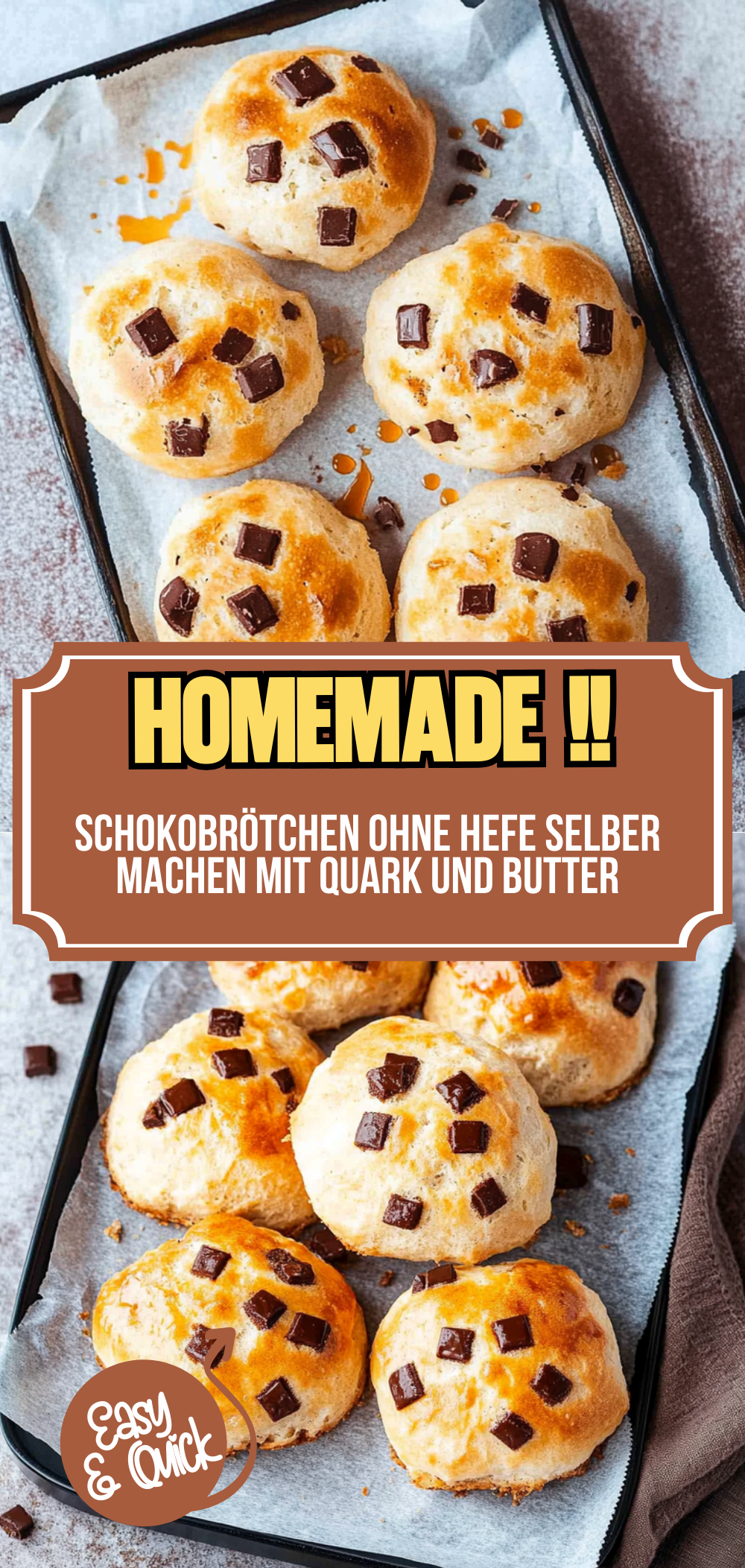 Schokobrötchen ohne Hefe selber machen