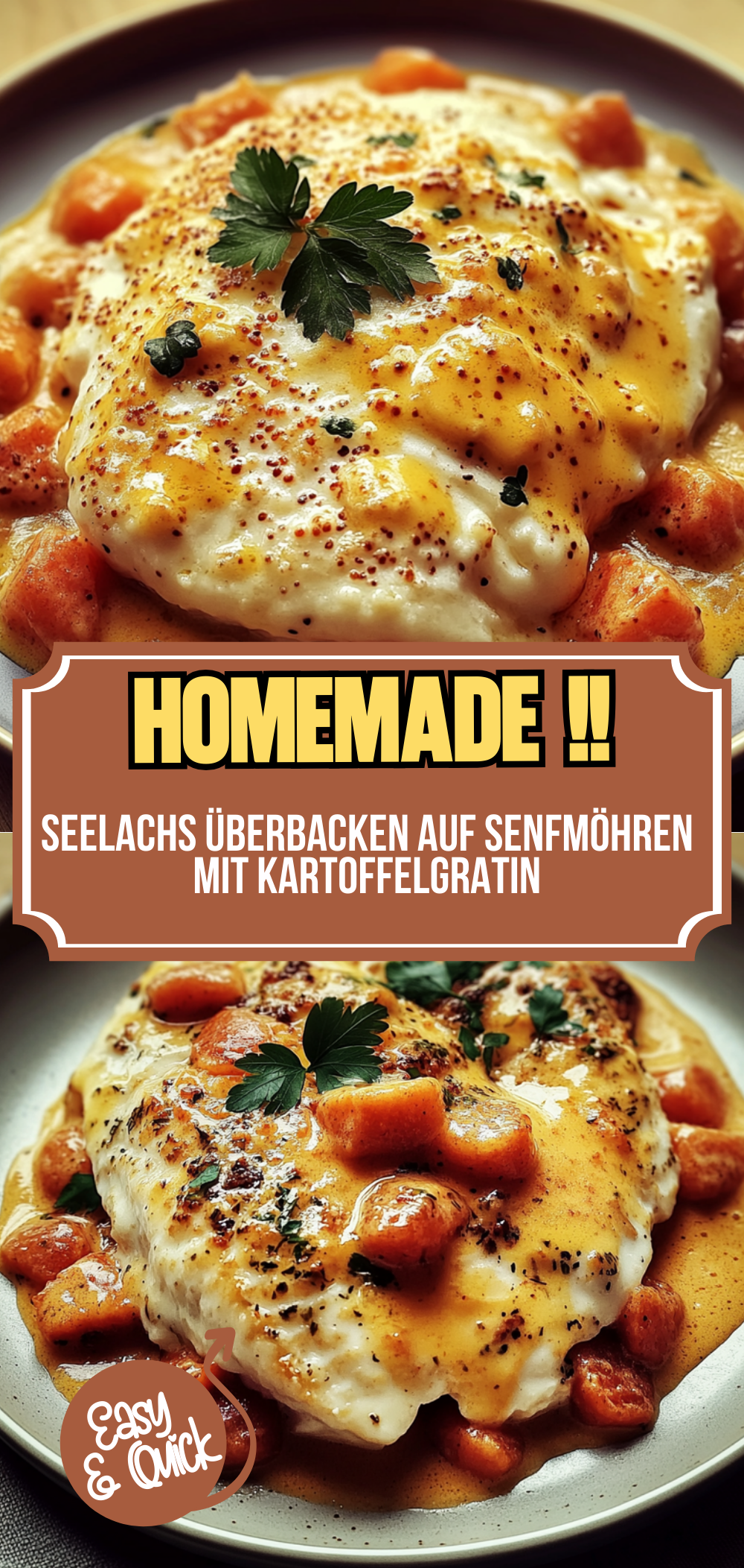 Seelachs überbacken auf Senfmöhren