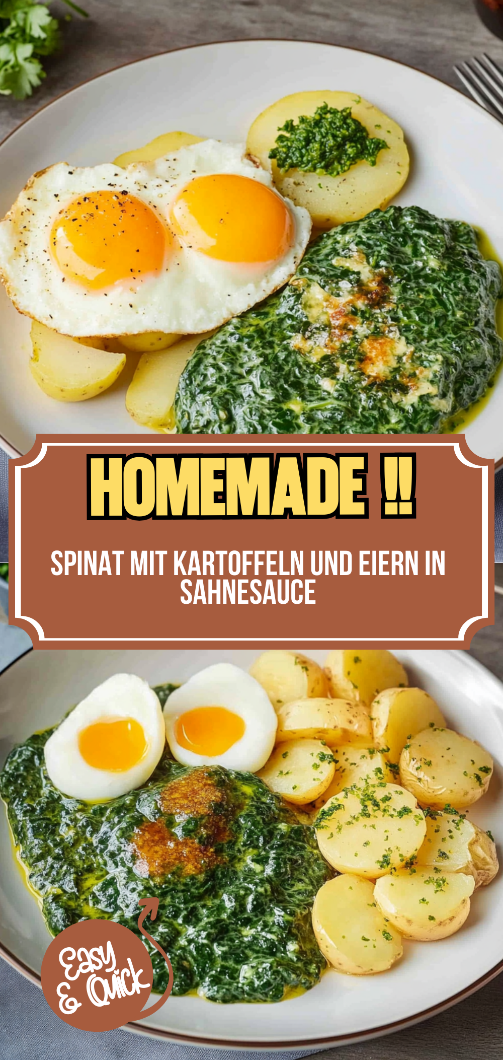 Spinat mit Kartoffeln und Eiern