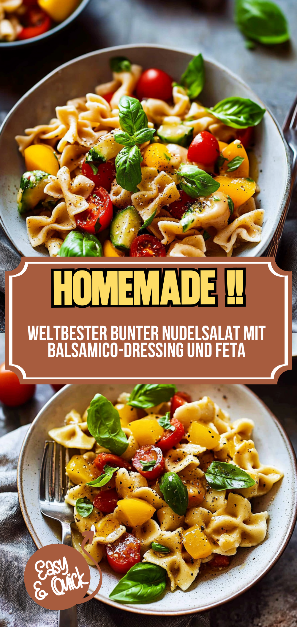Weltbester bunter Nudelsalat mit Balsamico-Dressing